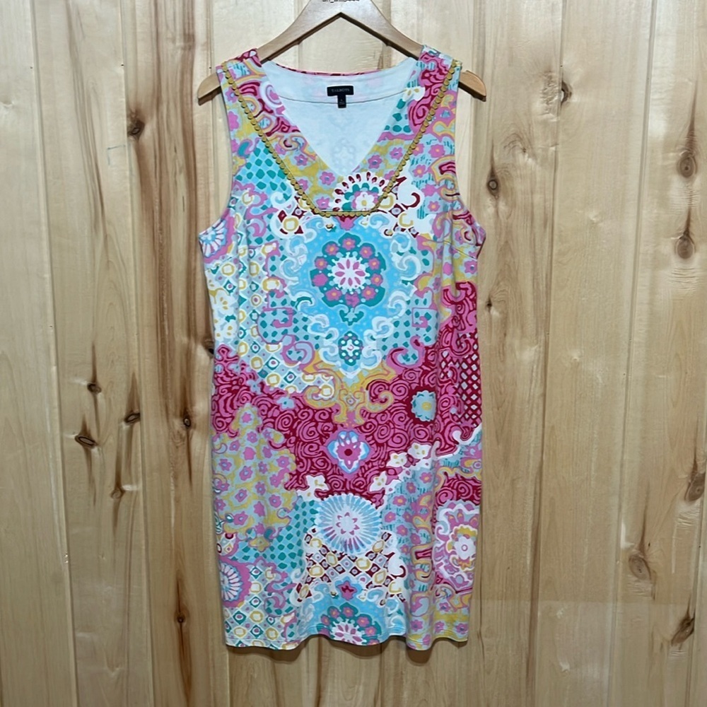 Talbots Womens Medallion Interlock Sleeveless Shift Dress Size‎ L - Picture 3 of 6